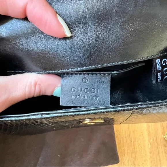 Gucci | Vintage 1947 Bamboo Mini Black Python Crossbody Two Way Chain Bag - Picture 16 of 17